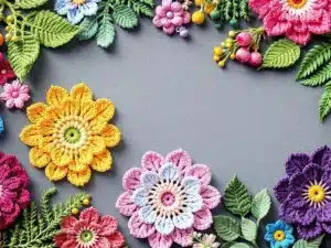 Colorful floral crochet patterns for home décor inspiration.