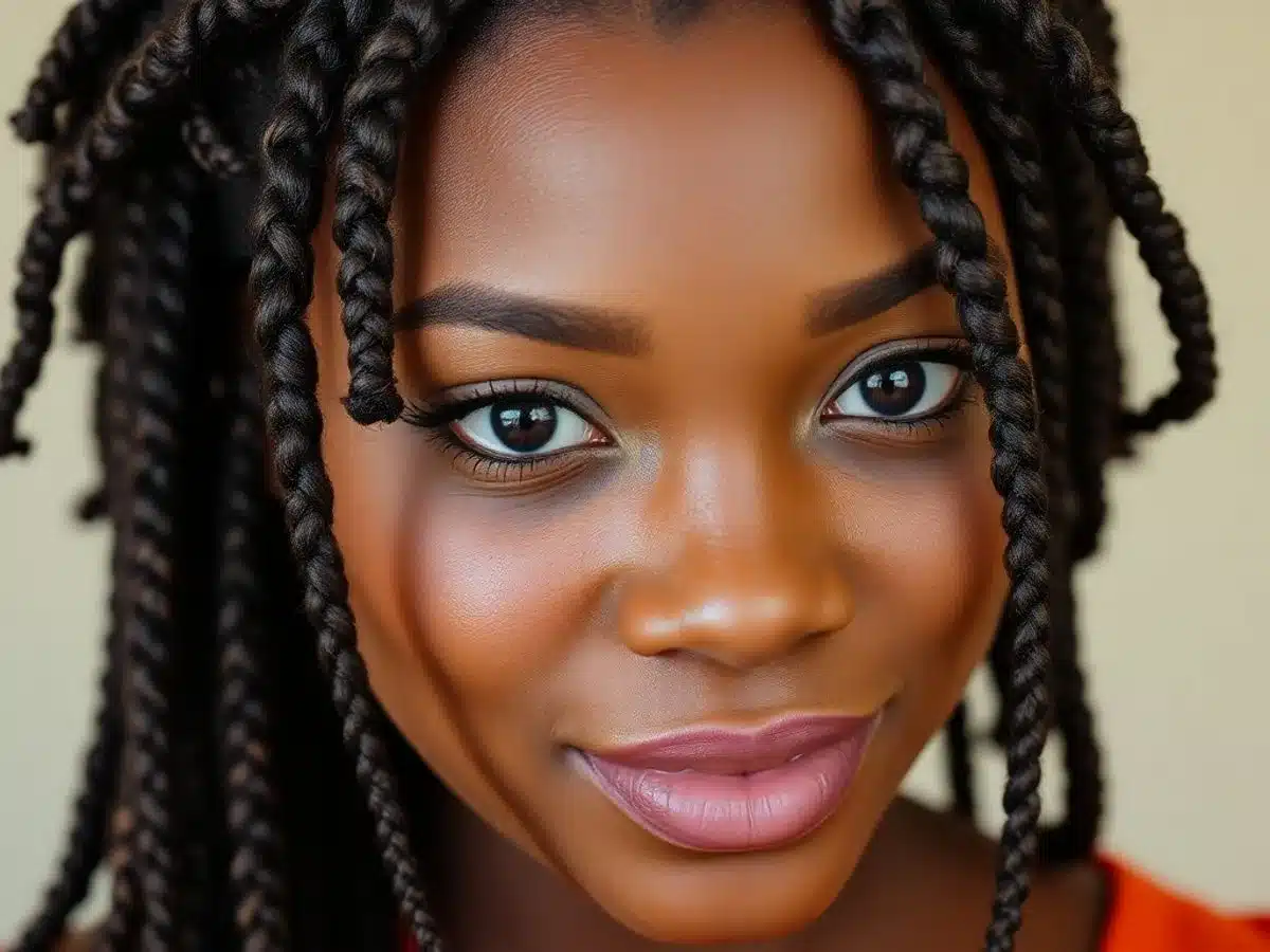 Woman with beautiful crochet braids hairstyle.