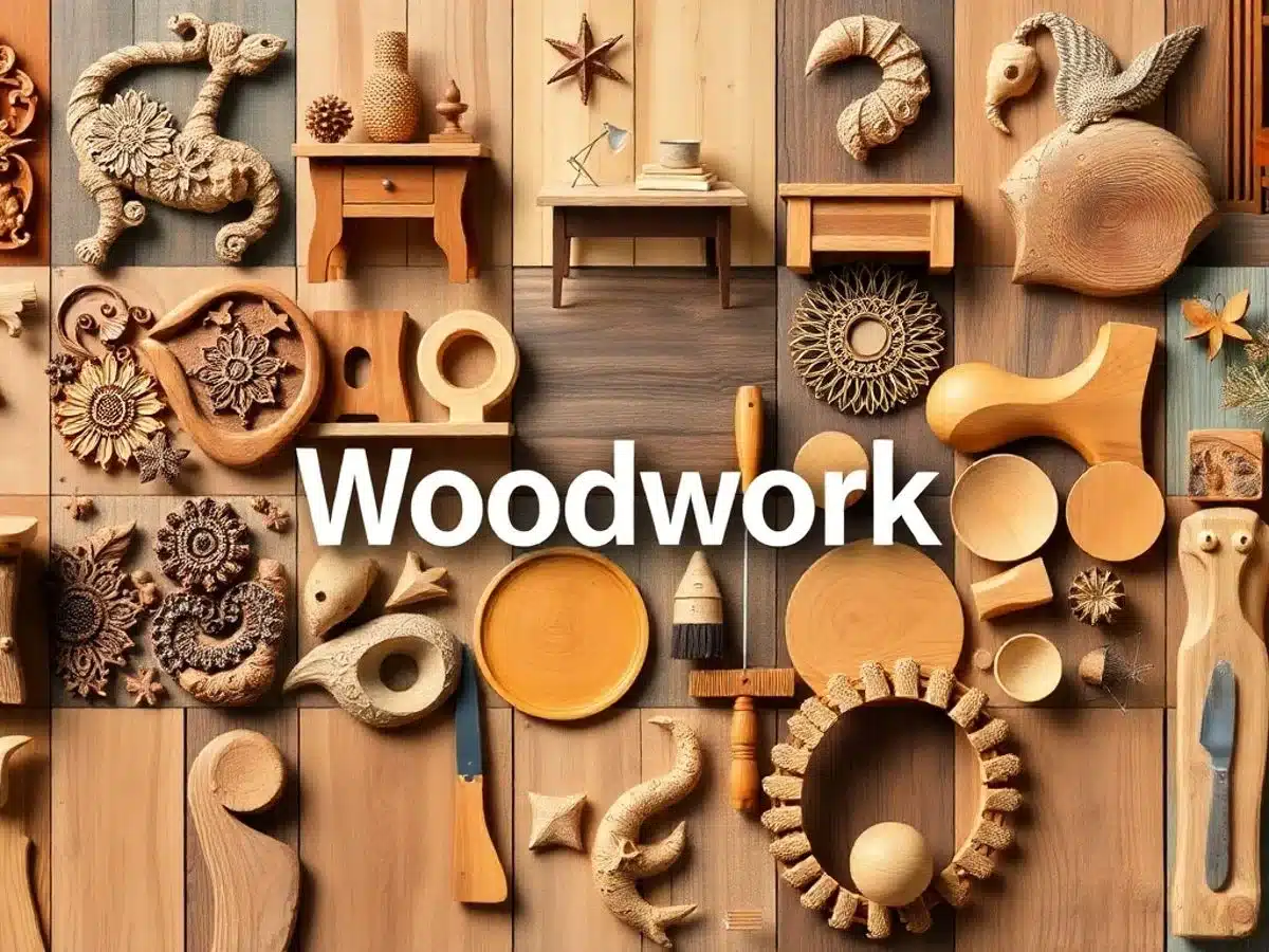 Colorful woodworking projects showcasing design and craftsmanship.
