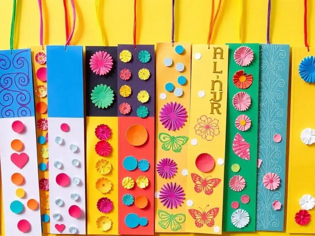 Colorful handmade bookmarks in various designs and patterns.