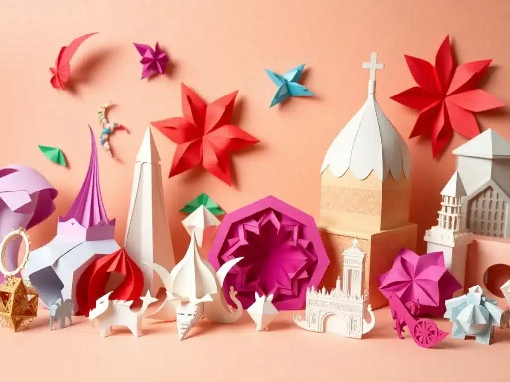 Colorful 3D paper models in various intricate designs. Cool Paper Crafts
