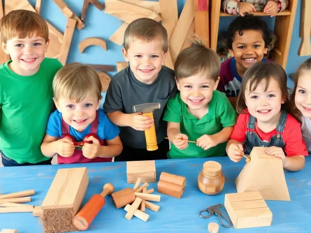 Children enjoying fun woodworking projects together. Woodworking Projects for Kids