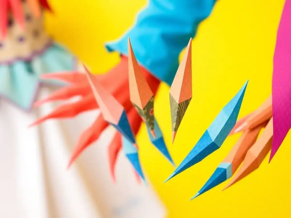 Colorful paper claws crafted for creative costumes.